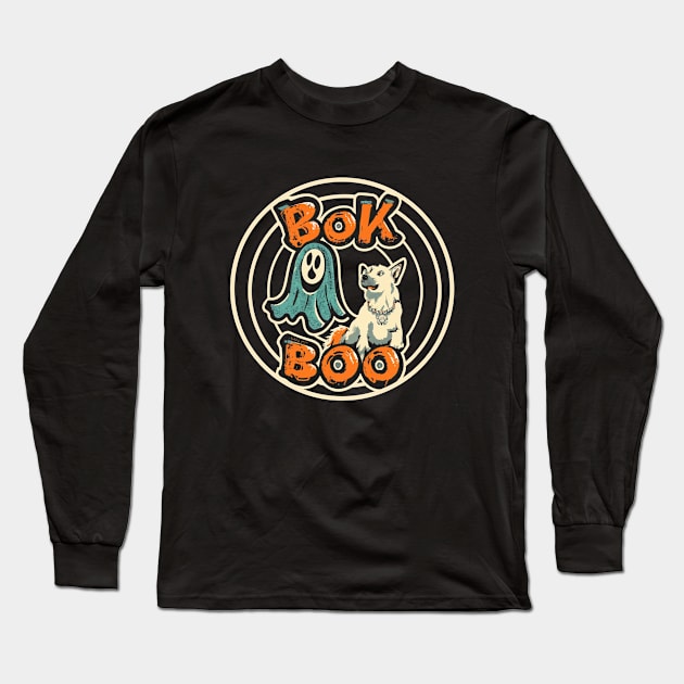 Bok Bok Boo Funny Dog Halloween Long Sleeve T-Shirt by fupi